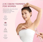 Dermave Bikini Shaver, Womens, Bikini Trimmer for Women, Glow Aura Electric Razor 2-in-1 Women's Body Shaver Dual Head Wom...