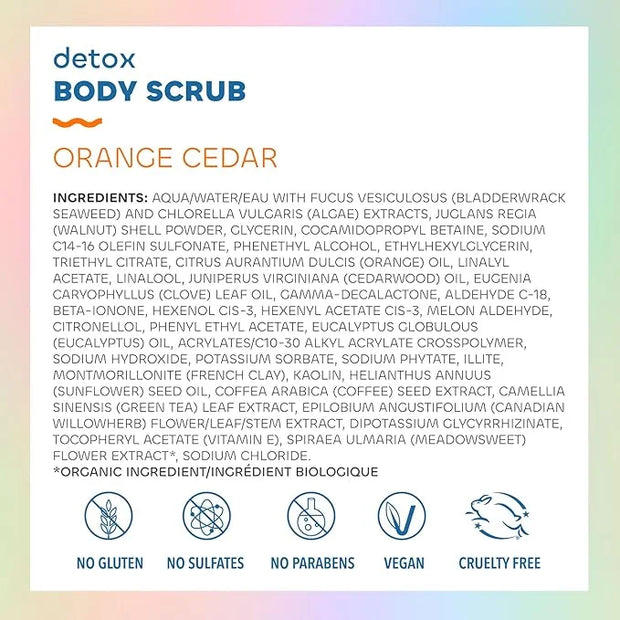 Seaweed Bath Co. Detox Body Scrub, Orange Cedar Scent, 6 Ounce, Sustainably Harvested Seaweed, French Sea Clay, Coffee Ext...