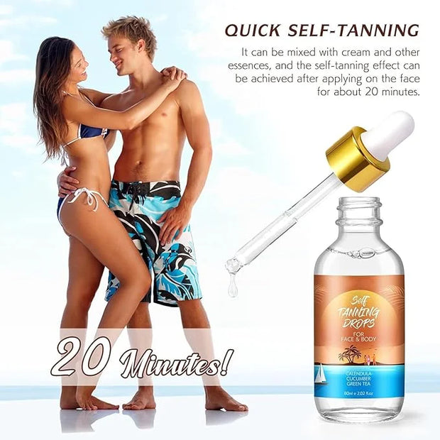 Self Tanning Drops for Face and Body, Self Tanner Drops Bronzing Drops, Natural Sunless Fake Tan Face Tanning Drops, Face ...