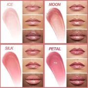 4 Pcs Hydrating Lip Gloss, ICE/MOON/SILK/PETAL High Moisturizing Oil Tint with Hyaluronic Acid, High Shine for Plumper Loo...