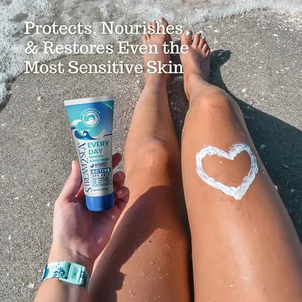 SPF 45 Every Day Active Mineral Sunscreen | 2.5 Fl Oz Biodegradable & Reef Safe Sunscreen for Face & Body | Non-Greasy, Li...