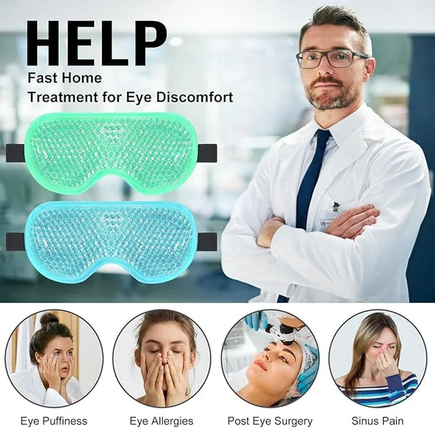 BeeVines Gel Eye Mask, 2 Pack Cooling Ice Masks for Puffy Eyes for Men & Women, Cold & Warm Compress for Post Surgery, Puf...