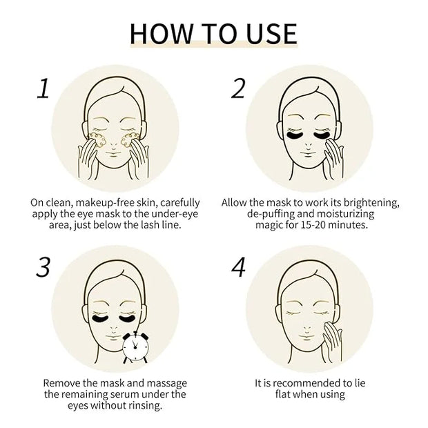 Tunbot Eye Mask - 60 Pieces - 24k Gold Eye Mask - Anti-Aging - Contains Collagen & Hyaluronic Acid - Removes Dark Circles,...