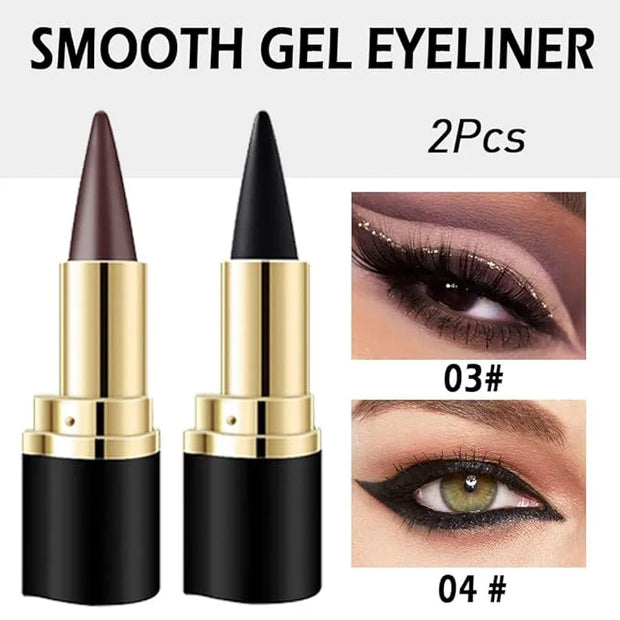 Kaely 2Pcs Black Brown Gel Eyeliner Pencil, Natural Black Eyeliner Cream for Waterline, Crayon Eye Liner Waterproof Smudge...