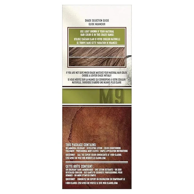 Clairol Natural Instincts Semi-Permanent Hair Dye for Men, M9 Light Brown Hair Color, Pack of 3 - Product Image