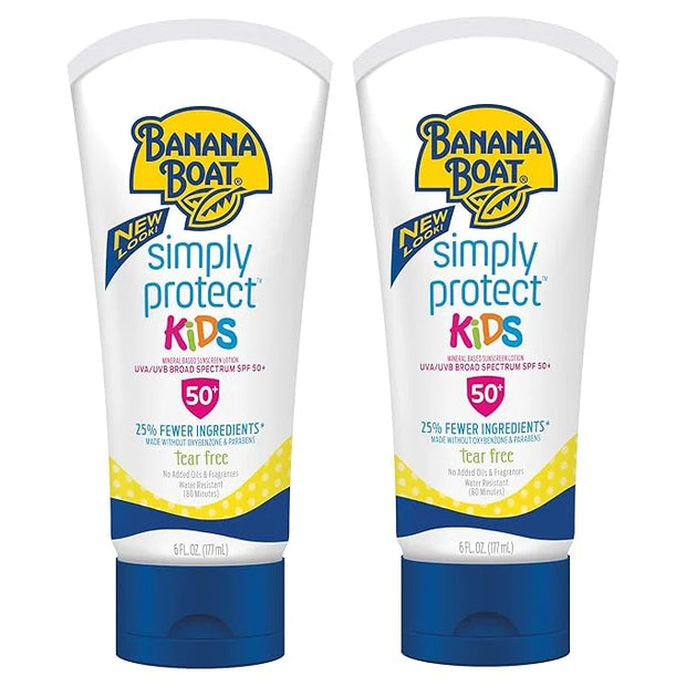 Banana Boat Kids 100% Mineral Sunscreen Lotion SPF 50, Twin Pack | Kids Sunscreen, Kids Sunblock, Banana Boat Mineral Suns...