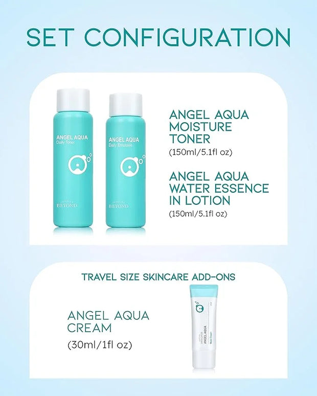 BEYOND Angel Aqua Moisture Skincare Set (11.2fl oz , 3-Piece Set) & Phytoganic (Cleansing Liquid, 6.8fl oz) - Vegan Formul...