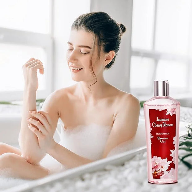 Japanese Cherry Blossom Shower Gel and Body Cream Set - Nourishing and Moisturizing Daily Skincare - 8 fl.oz / 236mL Each,...