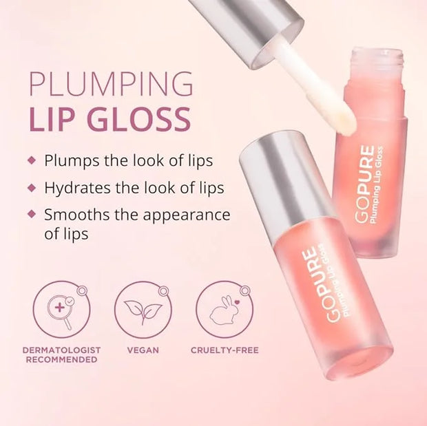 goPure Lip Plumper – Plumping lip gloss formula with Hyaluronic Acid & Peptides, moisturizing, volumizing, smooths the loo...