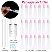 AMORIX 50PCS Lip Gloss Tubes 20ml Pink Cap Lip Gloss Containers Empty Lip Balm Tubes Refillable Cosmetic Squeeze Lipgloss ...