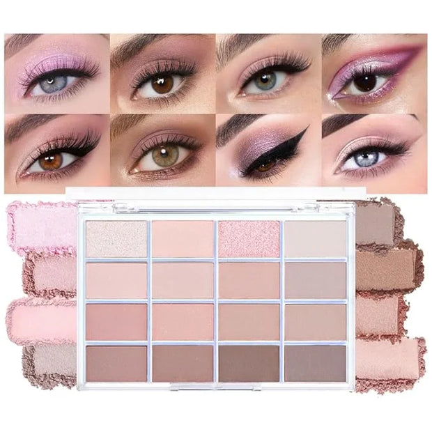 16Colors Light Purple Pink Brown Basics Matte Eyeshadow Palette,Eye Shadow Travel Makeup Palette all in one Long Lasting W...