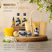 Mother's Day Gift for Mom Bath and Body Gift Basket Orchid & Jasmine Spa Gift Baskets for Women Fragrant Body Lotions, Bat...
