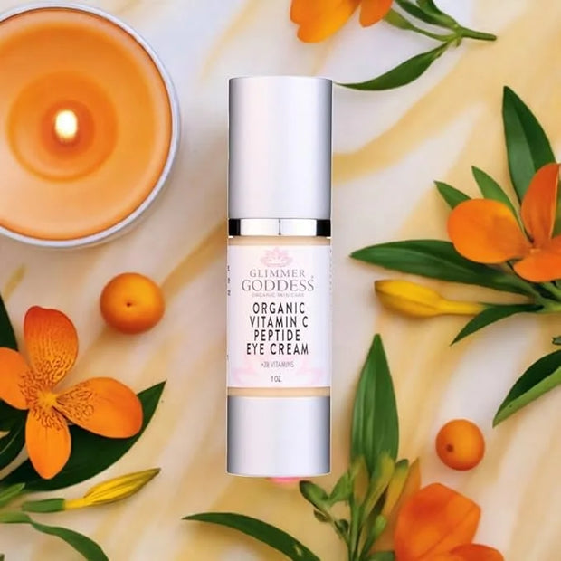 Glimmer Goddess Organic Peptide Eye Serum with Vitamin C – Hydrating & Revitalizing, 1 oz - Product Image