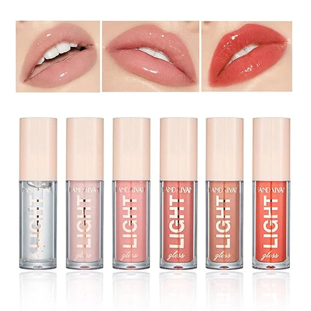 CAHIUYOA Light 6PCS Lip Gloss Set,Nude Pink Lip Gloss Kit Shine Glossy and Moisturizing,Lip Plumping Pack Bulk Liquid Lips...