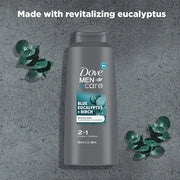 DOVE MEN + CARE 2 in 1 Shampoo Conditioner Eucalyptus + Birch 3 Count For Healthy-Looking Hair Naturally Derived Plant Bas...