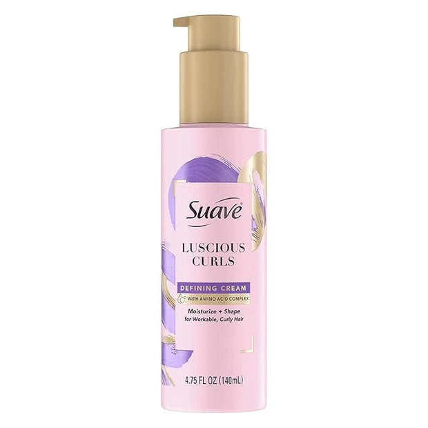 Suave Pink Luscious Curls Styling Cream Hair Cream for Luscious Curls Curl Defining Cream with Amino Acid Complex 4.75 oz ...