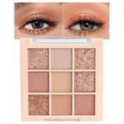 9Colors Champagne Rose Gold Eye Shadow Palette Makeup,Highly Pigmented Shimmer Pink Eyeshadow Palette Nude Glitter Sparkly...