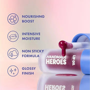 Handmade Heroes 100% Natural Vegan Lip Oil with Squalane Non-Sticky Lip Gloss Moisturizing, Shiny, Nourishing Korean Lip G...