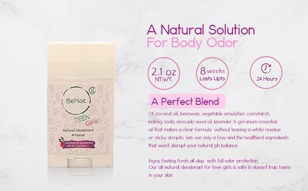 All Natural Deodorant For Teen Girls 100% Natural Aluminum-Free Carcinogen Free Kids Deodorant For Girls Clinically Proven...