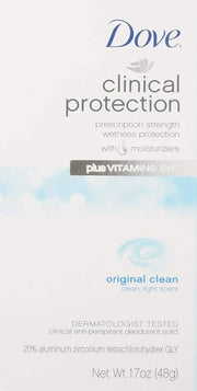 Dove Clinical Protection Antiperspirant/Deodorant, Original Clean, Stick, 1.7 Ounce (Pack of 2) - Product Image