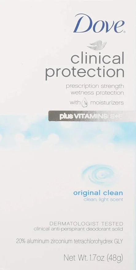 Dove Clinical Protection Antiperspirant/Deodorant, Original Clean, Stick, 1.7 Ounce (Pack of 2) - Product Image