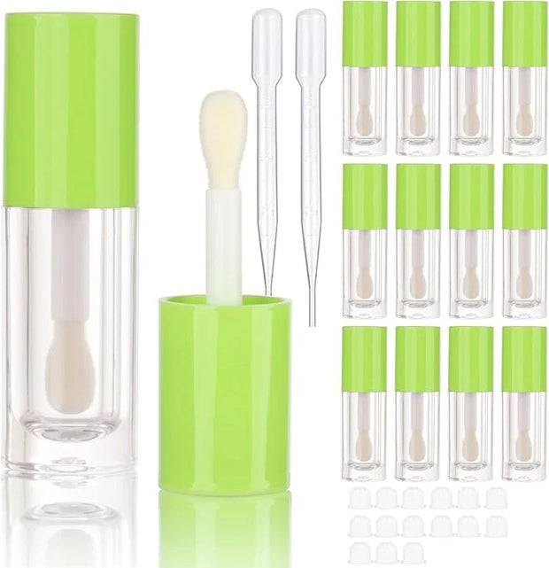 COSIDEA 14pcs Empty 6ml big doe foot wand Chunky lip gloss tubes for DIY lipgloss,Pink round lipgloss containers tubes wit...