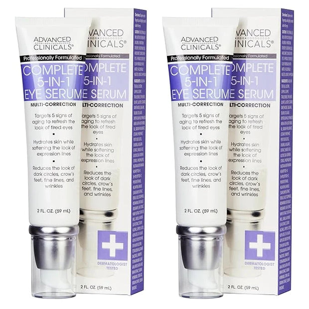 Advanced Clinicals 5-in-1 Eye Serum | Multi-Benefit Visible Anti Aging Under Eye Serum Face Moisturizer Reduces Appearance...