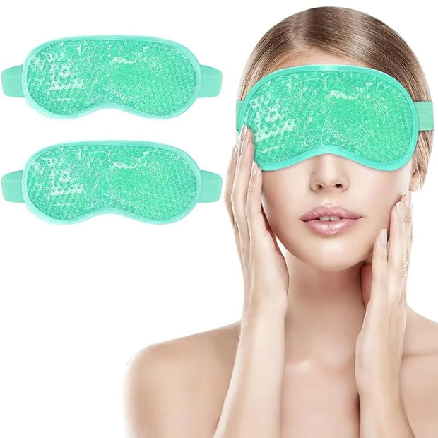 candyfouse 2Pack Cold Cooling Eye Mask, Reusable Hot Colder Therapy Gel Bead with Plush Backing for Puffiness Migraine Str...