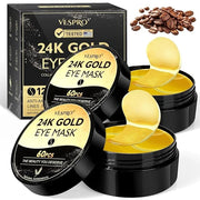 VESPRO 120 PCS 24K Gold Under Eye Patches for Dark Circles and Puffy Eyes, Eye Mask With Collagen and Hyaluronic Acid for ...