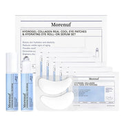 Hydrogel Collagen Real Cool 6 Pairs of Eye Patches & Hydrating Roll-On Serum Set for Dark Circles and Puffiness - Hyaluron...