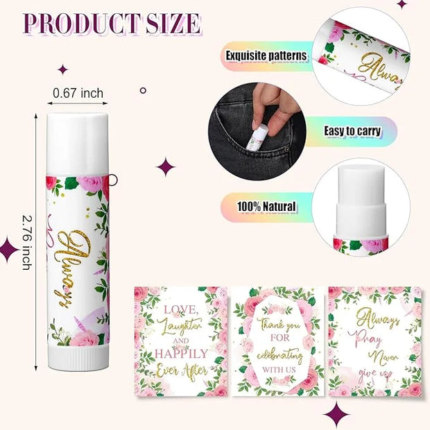30 Pcs Wedding Lip Balms Bulk Flower