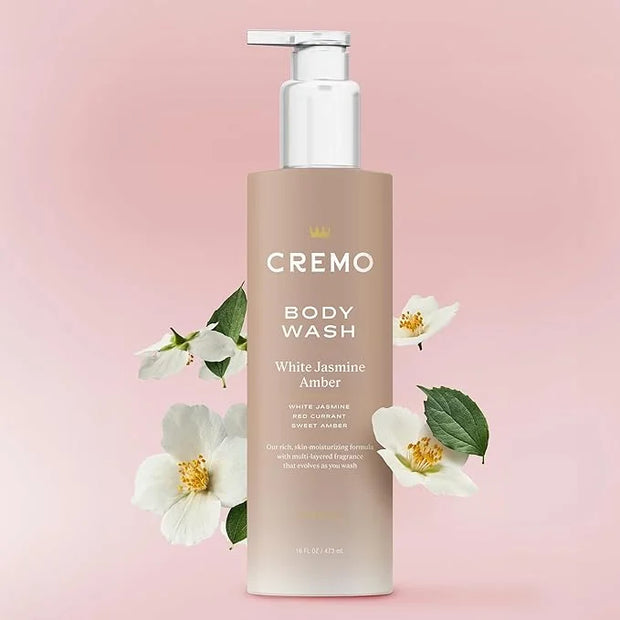 Cremo White Jasmine Amber Skin Moisturizing Body Wash for Women, Notes of White Jasmine, Red Currant, and Sweet Amber, 16 ...