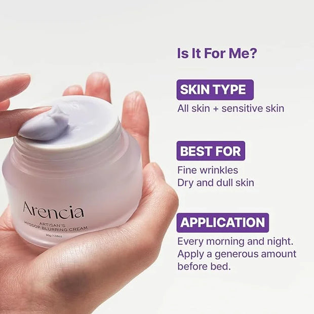 Hyssop Blurring Cream, Intense Collagen Face Moisturizer & Night Repair Cream for Anti-Aging, Nourishing Skin Barrier, Pre...