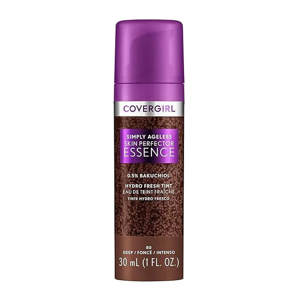 Covergirl Simply Ageless Skin Perfector Essence Foundation, 80 Deep, Tinted Skin Perfector, Skincare Makeup Hybrid, Sheer ...