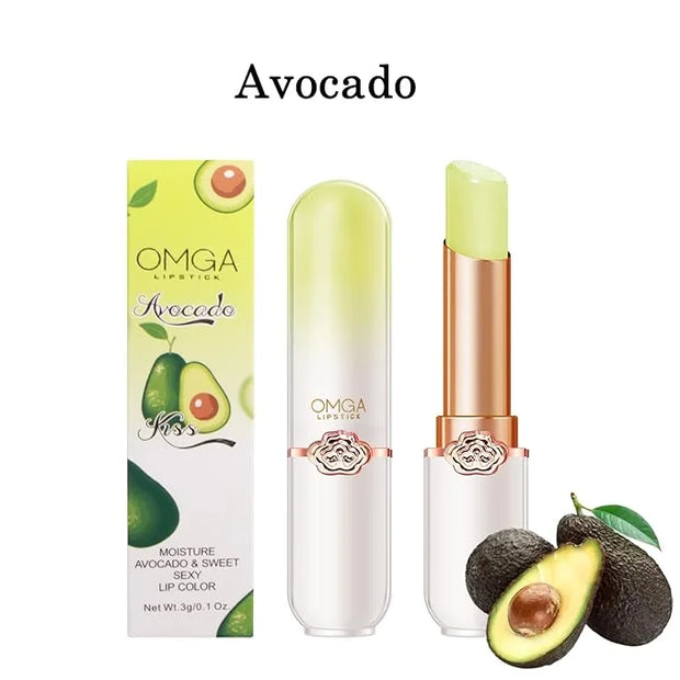 6 Pcs/Set Peach Aloe Vera Strawberry Blueberry Avocado Grape Jelly Lipstick Set Temperature Change Moisturizer flower Lip ...