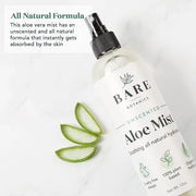 BARE BOTANICS Cooling Aloe Spray for Skin & Hair - Large 12oz | Sunburn Spray & Aloe Hair Moisturizer | 99.66% Pure Unscen...