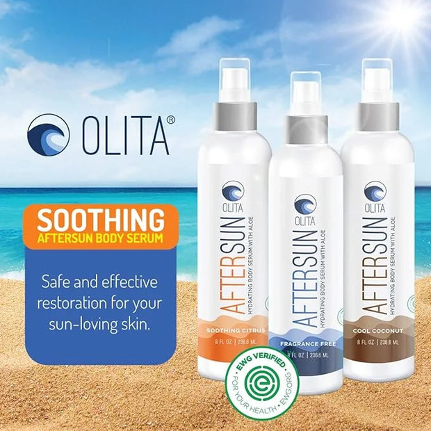 Olita AfterSun Body Serum - Fragrance Free - 8 oz - Hydrating Body Oil with Aloe Vera - All-Natural with Vitamin E - Cooli...