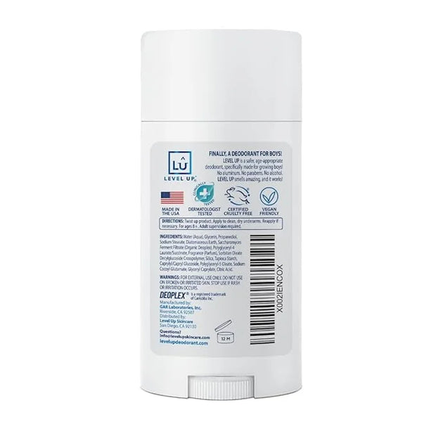 Level Up Boys Deodorant: Aluminum-Free, Alcohol-Free, Paraben-Free, 24 Hr Odor Protection, Clean Fresh Scent, Kids & Tween...