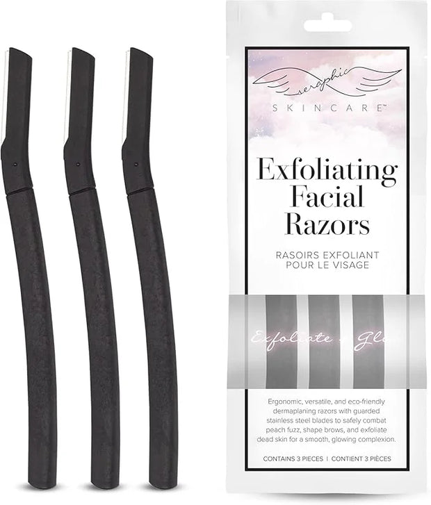 Seraphic Skincare Exfoliating Facial Razors Blades (3pc) – For Eyebrows, Peach Fuzz & Exfoliation – Dermaplane Face Razor ...