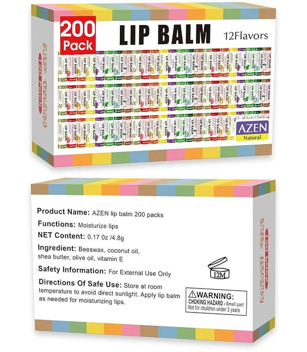 AZEN 200 Pack Lip Balm, Natural