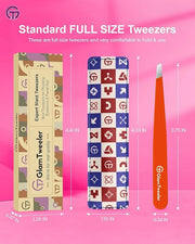 Expert Eyebrow Hair Removal Tweezer with Leather Case, GlamTweeler High Precision Slant Tip Stainless Steel Tweezers for M...