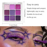 Purple Glitter Matte Eyeshadow Palette, 9 Colors Shimmer High Pigmented Eyeshadow Powder, Dream Purple Eye Shadow Palette ...