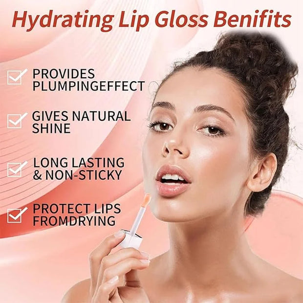 Hydrating Lip Glow Oil, Lip Oil Gloss Transparent Toot Tinted Nourishing Long Lasting Repairing Lightening Lip Lines (ALOE...