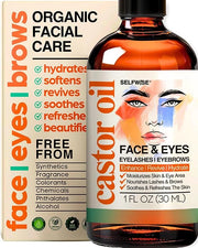Organic Castor Oil For Face Moisturizer, Eyes, Eyelashes, Eyebrows, Wrinkles with Jojoba, Rosehip, Grapeseed, Squalane, Pa...