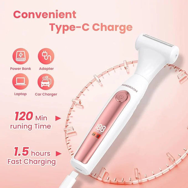 Bikini Trimmer for Women, All-in-ONE Waterproof Lady's Electric Razor Shaver and Facial Hair Removal, Rechargeable Body Ha...