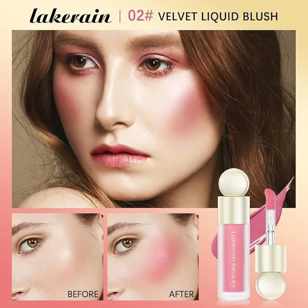 Liquid Blush Stick For Cheeks, Soft Velvet Cream Face Cheek Tint, Natural Matte Pink Red Blush Skin Tint, Waterproof Long ...