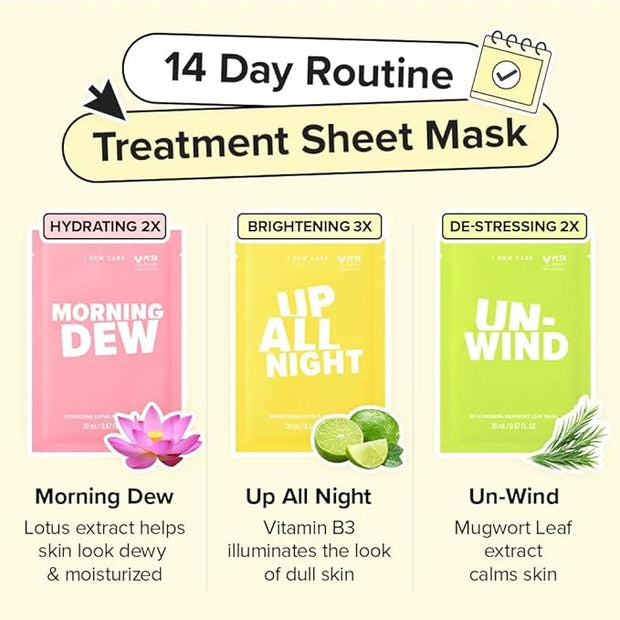 I DEW CARE Glass Skin Face Mask Variety Pack - Let's Get Sheet Faced | For Perfect Care Routine, 2 Week Intense Korean Fac...