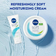 NIVEA Soft Refreshingly Soft Moisturizing Cream, Lightweight Moisturizer for Face, Body and Hands, Body Cream Enriched wit...