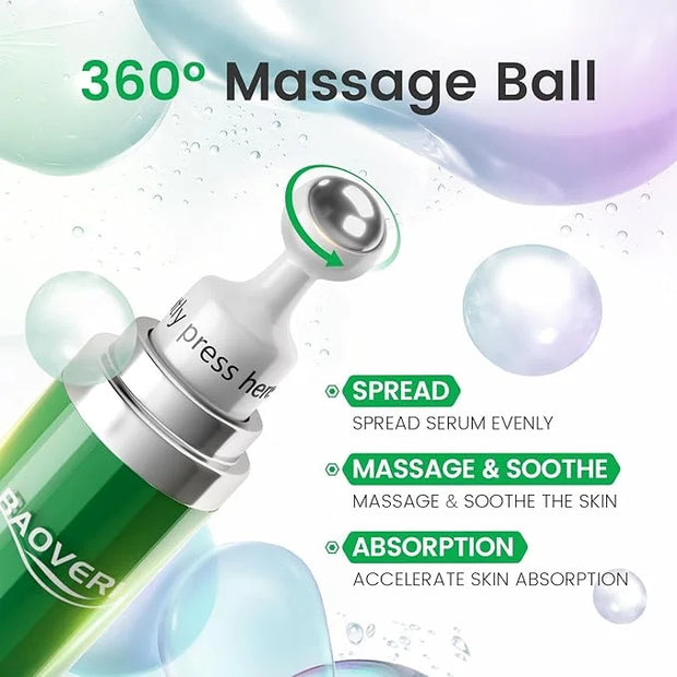 BAOVERI 5% Caffeine Eye Serum. Caffeine Eye Cream with 360° Massage Ball Reduce Wrinkles and Fine Lines, Bags under eyes -...