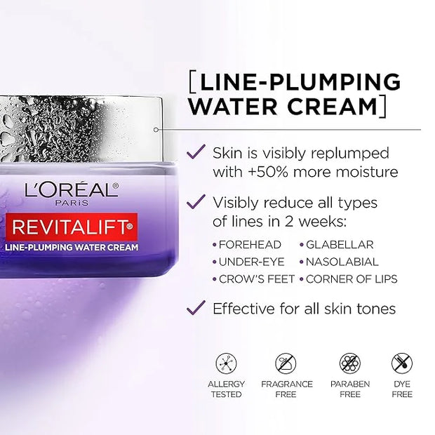 L'Oreal Paris Revitalift Moisturizer, Hyaluronic Acid Water Cream with Ceramides, Deeply Hydrating, Fragrance Free 1.7 oz ...